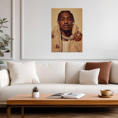 Lil Tjay Portrait with Fur Jacket | Hip Hop Music Poster | Rapper Wall Art - Music Poster