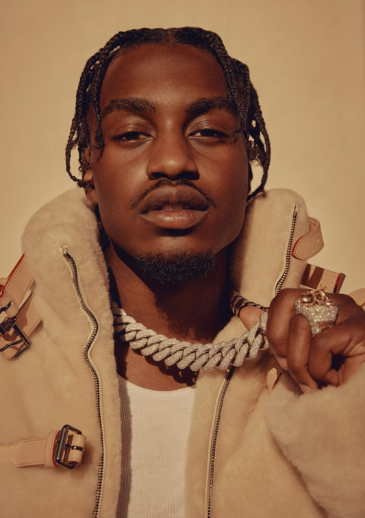 Lil Tjay Portrait with Fur Jacket | Hip Hop Music Poster | Rapper Wall Art - Music Poster