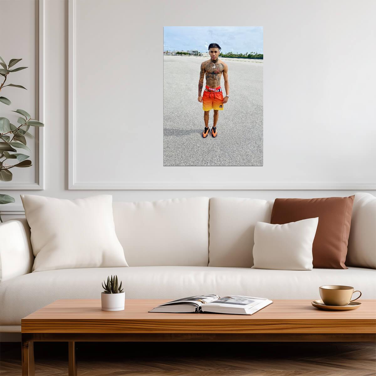 Nle Choppa Shirtless Portrait | Hip Hop Star Poster | US Rapper Wall Art - Music Poster