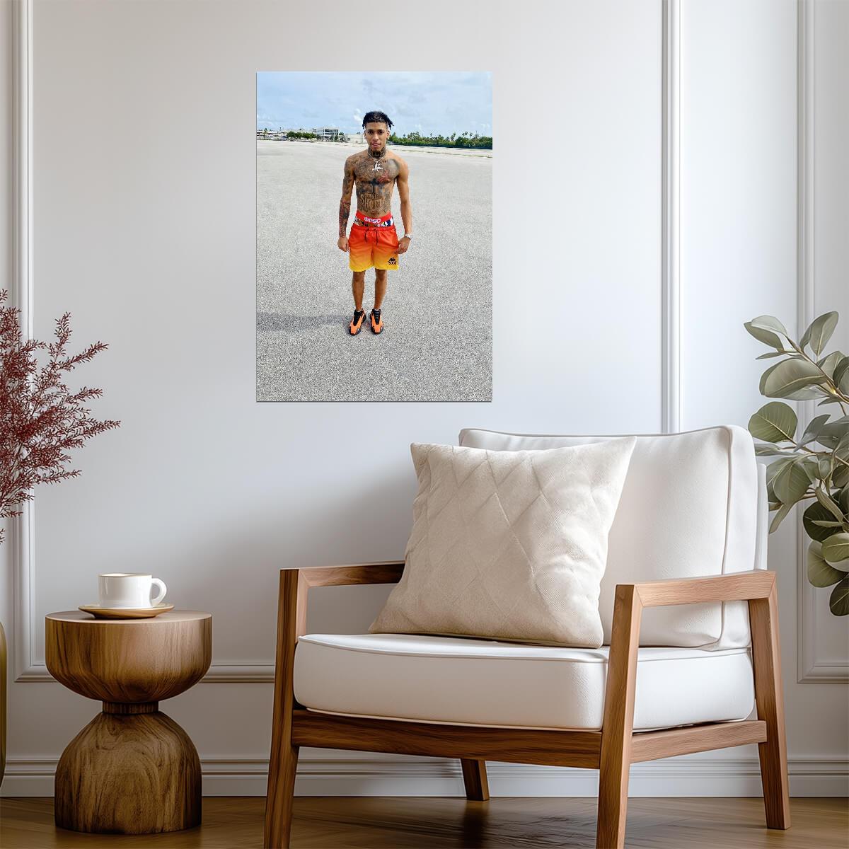 Nle Choppa Shirtless Portrait | Hip Hop Star Poster | US Rapper Wall Art - Music Poster