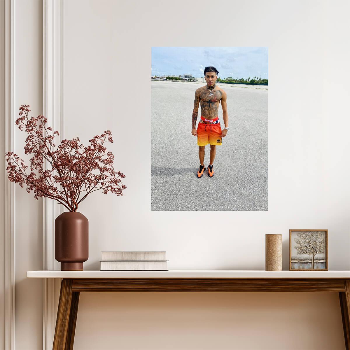 Nle Choppa Shirtless Portrait | Hip Hop Star Poster | US Rapper Wall Art - Music Poster
