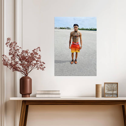 Nle Choppa Shirtless Portrait | Hip Hop Star Poster | US Rapper Wall Art - Music Poster