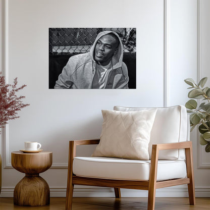 Jon Jones Black and White Portrait | MMA Legend Poster | UFC Fan Gift - Sports Poster