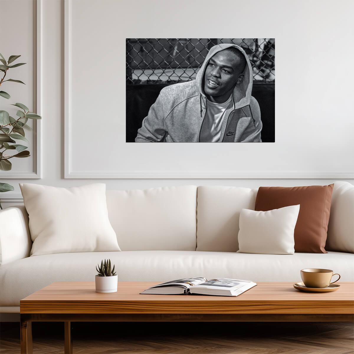 Jon Jones Black and White Portrait | MMA Legend Poster | UFC Fan Gift - Sports Poster