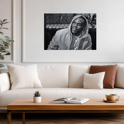 Jon Jones Black and White Portrait | MMA Legend Poster | UFC Fan Gift - Sports Poster