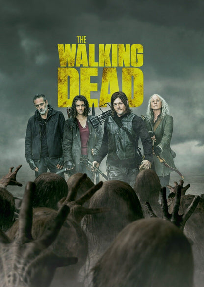 The Walking Dead Yellow Logo | Daryl Maggie & Negan with Zombie Hands | Horror Series Poster - Movies & TV Poster