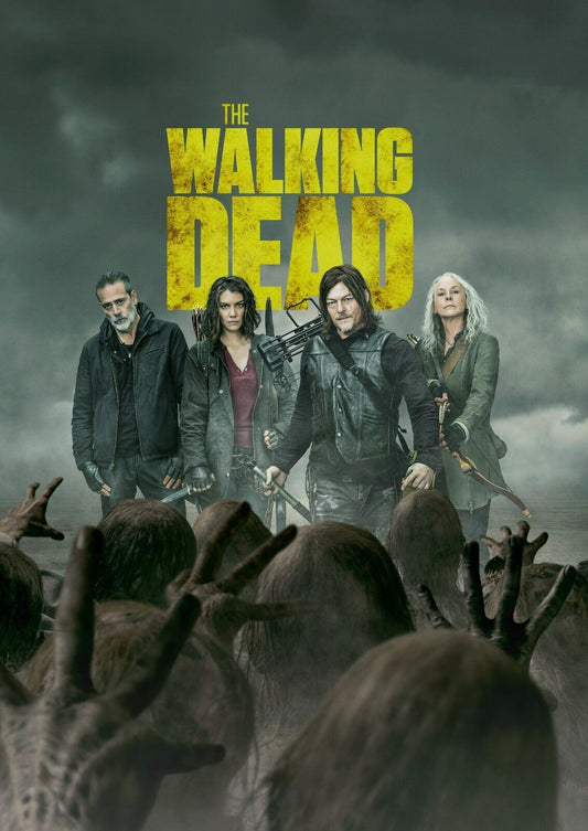 The Walking Dead Yellow Logo | Daryl Maggie & Negan with Zombie Hands | Horror Series Poster - Movies & TV Poster