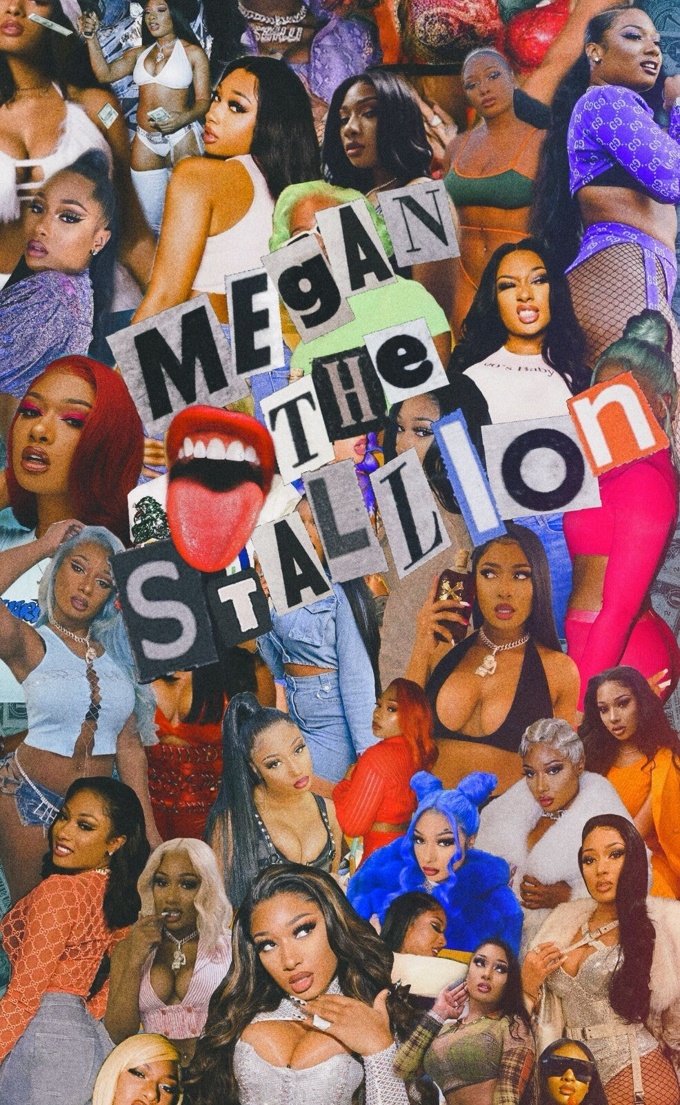 Megan Thee Stallion Tribute Collage | Music Star Poster | Hip Hop Graphic Art - Music Poster