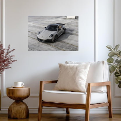 Porsche 911 Turbo S (992) | German Supercar Poster | Grey Modern Sports Car Art - Cars Poster