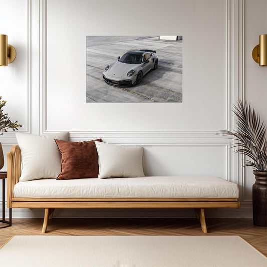 Porsche 911 Turbo S (992) | German Supercar Poster | Grey Modern Sports Car Art - Cars Poster
