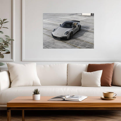 Porsche 911 Turbo S (992) | German Supercar Poster | Grey Modern Sports Car Art - Cars Poster
