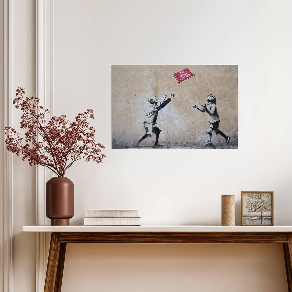 Banksy No Ball Games | Graffiti Wall Art | Famous Street Art Poster - Graphic & Art Poster