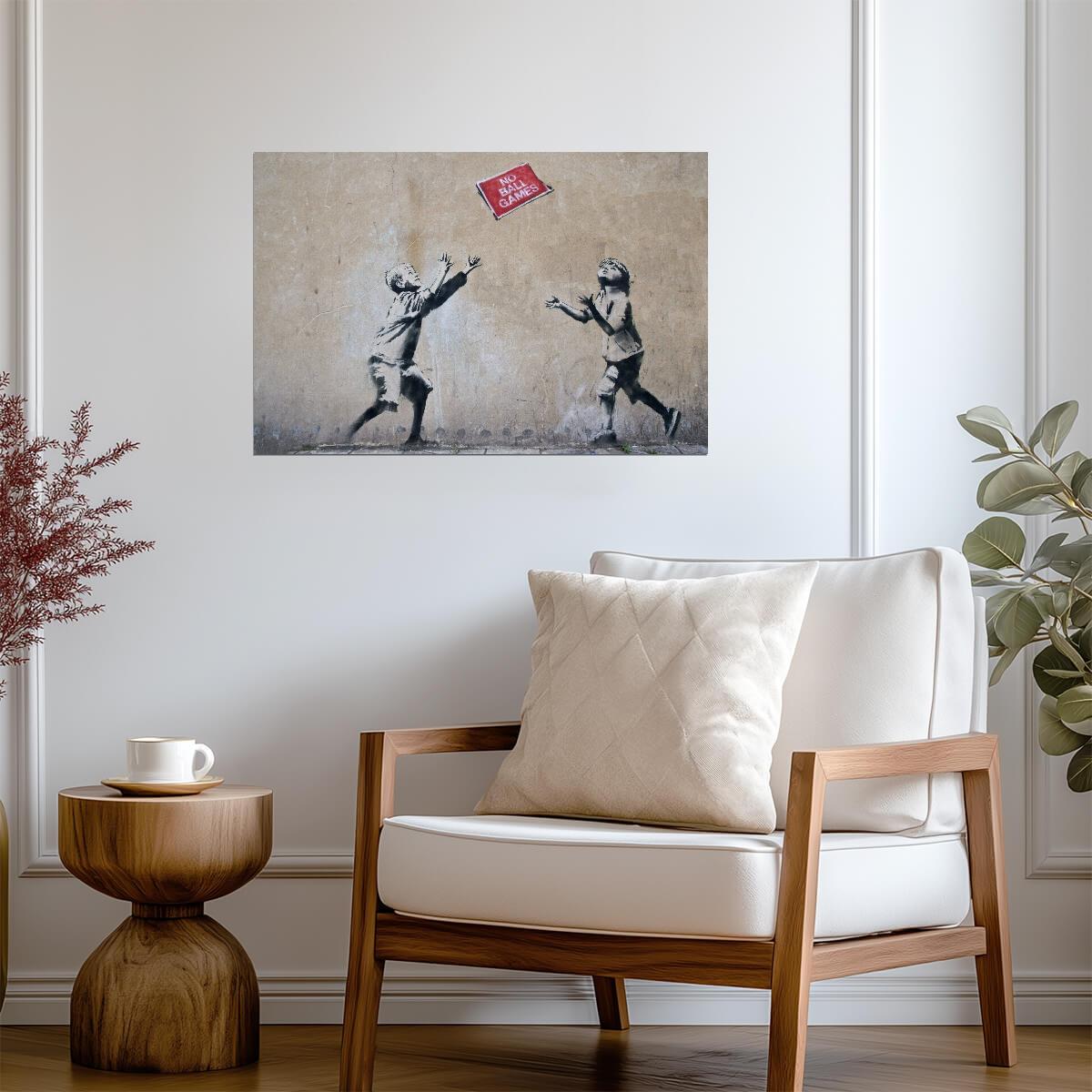 Banksy No Ball Games | Graffiti Wall Art | Famous Street Art Poster - Graphic & Art Poster