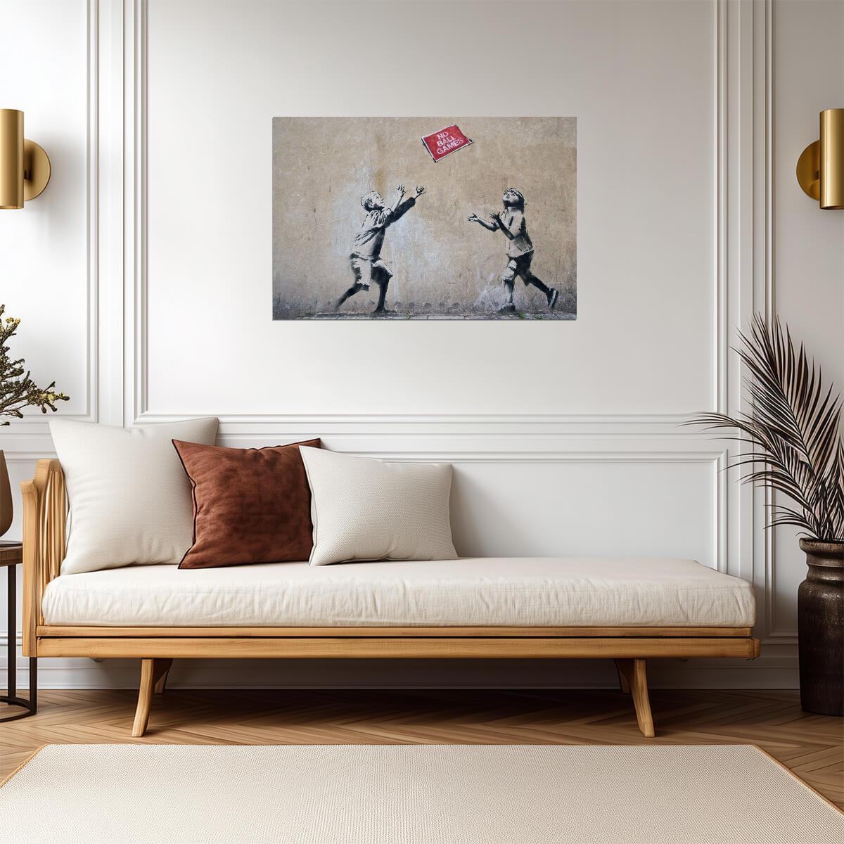 Banksy No Ball Games | Graffiti Wall Art | Famous Street Art Poster - Graphic & Art Poster