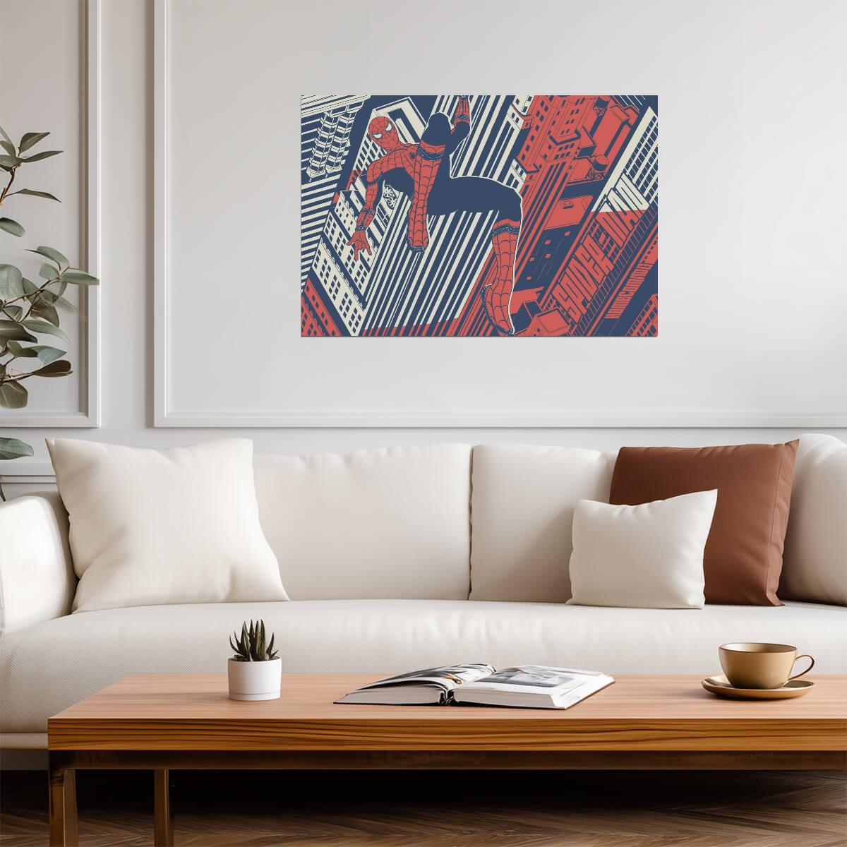 Spider-Man Abstract Comic Art | Red & Blue Poster | Marvel Wall Art - Graphic & Art Poster