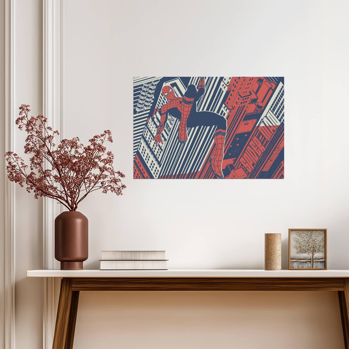 Spider-Man Abstract Comic Art | Red & Blue Poster | Marvel Wall Art - Graphic & Art Poster