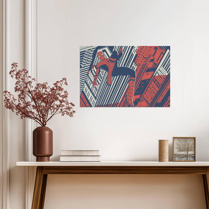 Spider-Man Abstract Comic Art | Red & Blue Poster | Marvel Wall Art - Graphic & Art Poster