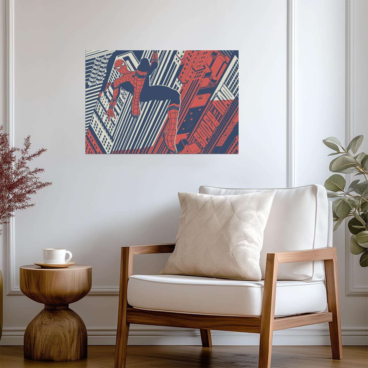 Spider-Man Abstract Comic Art | Red & Blue Poster | Marvel Wall Art - Graphic & Art Poster