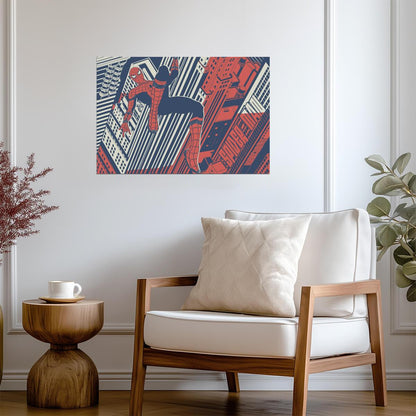 Spider-Man Abstract Comic Art | Red & Blue Poster | Marvel Wall Art - Graphic & Art Poster