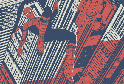 Spider-Man Abstract Comic Art | Red & Blue Poster | Marvel Wall Art - Graphic & Art Poster