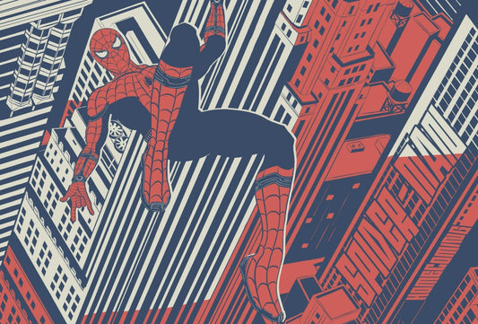 Spider-Man Abstract Comic Art | Red & Blue Poster | Marvel Wall Art - Graphic & Art Poster