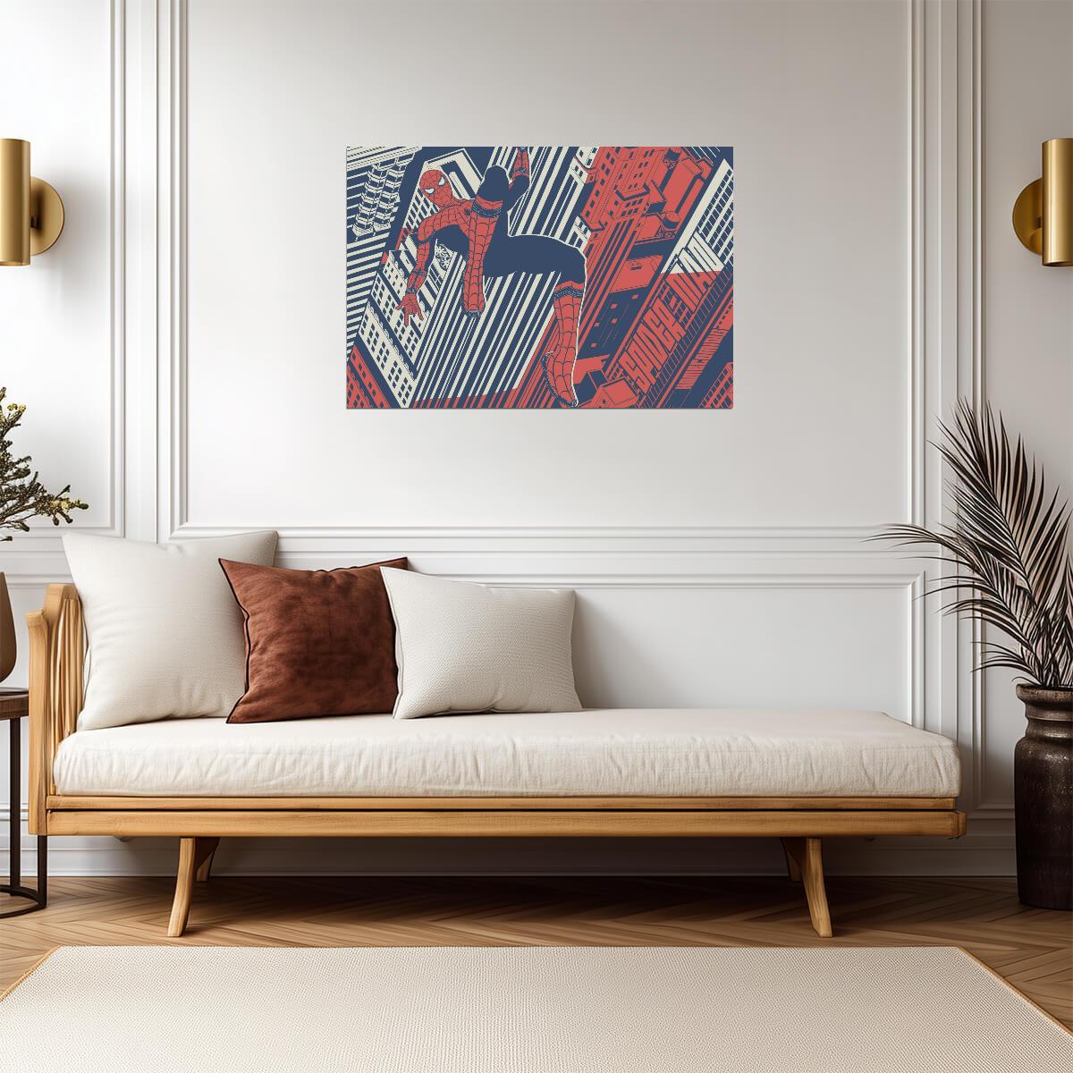 Spider-Man Abstract Comic Art | Red & Blue Poster | Marvel Wall Art - Graphic & Art Poster