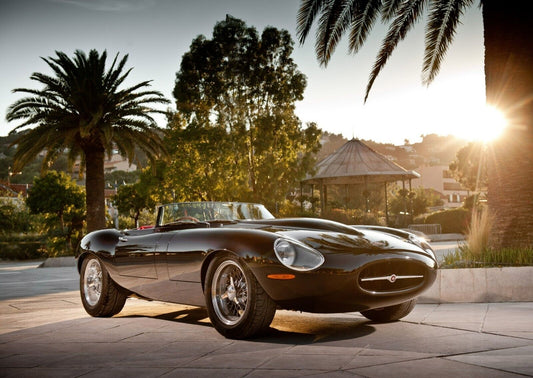 Jaguar E-Type V12 Roadster | Classic British Sports Car Poster | Vintage Black Convertible Art - Cars Poster