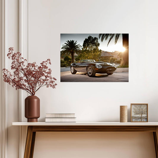 Jaguar E-Type V12 Roadster | Classic British Sports Car Poster | Vintage Black Convertible Art - Cars Poster