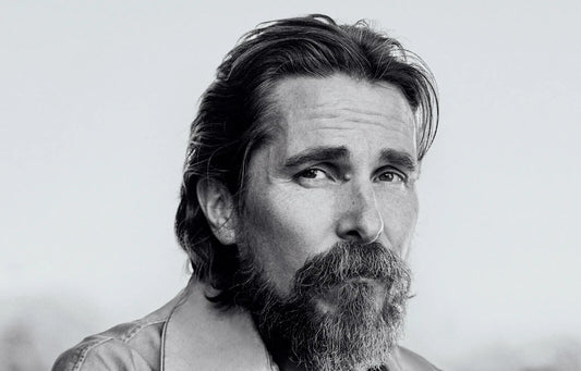 Christian Bale Black and White Portrait | Dramatic Actor Photo | Monochrome Wall Art Poster - Celebrities Poster