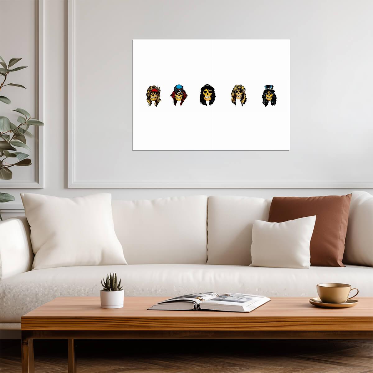 Guns N Roses Appetite for Destruction Skulls | Rock Band Album Art | Vintage Music Poster - Music Poster