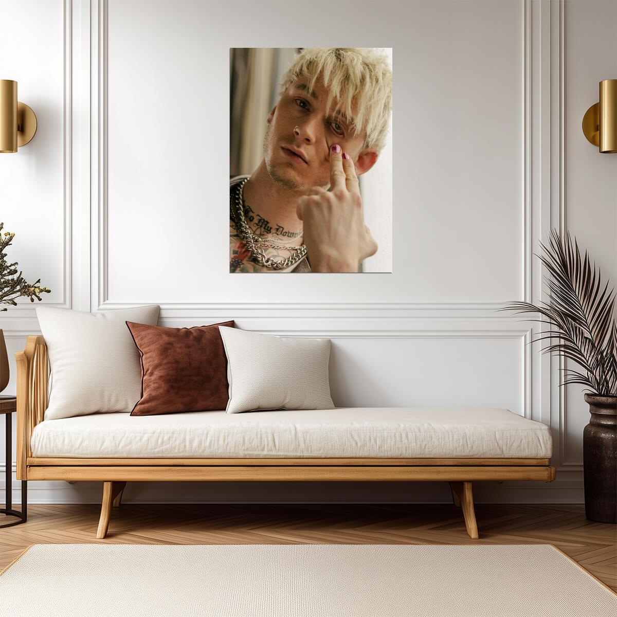 Machine Gun Kelly Pink Nails | MGK Tattoo Portrait | Pop Punk Music Poster - Music Poster