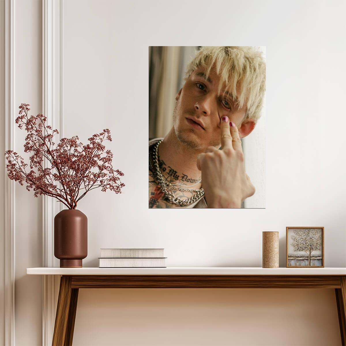 Machine Gun Kelly Pink Nails | MGK Tattoo Portrait | Pop Punk Music Poster - Music Poster