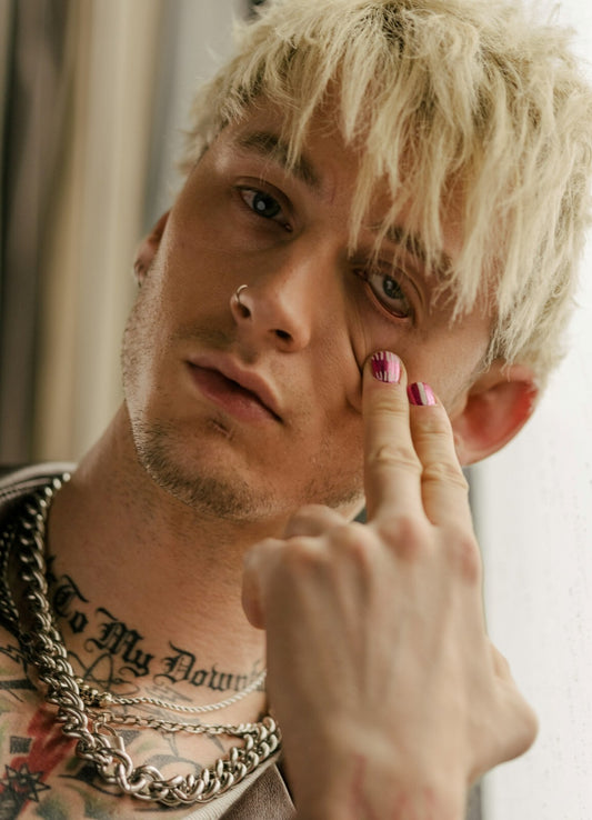 Machine Gun Kelly Pink Nails | MGK Tattoo Portrait | Pop Punk Music Poster - Music Poster