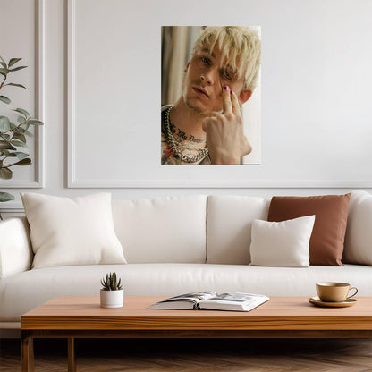 Machine Gun Kelly Pink Nails | MGK Tattoo Portrait | Pop Punk Music Poster - Music Poster