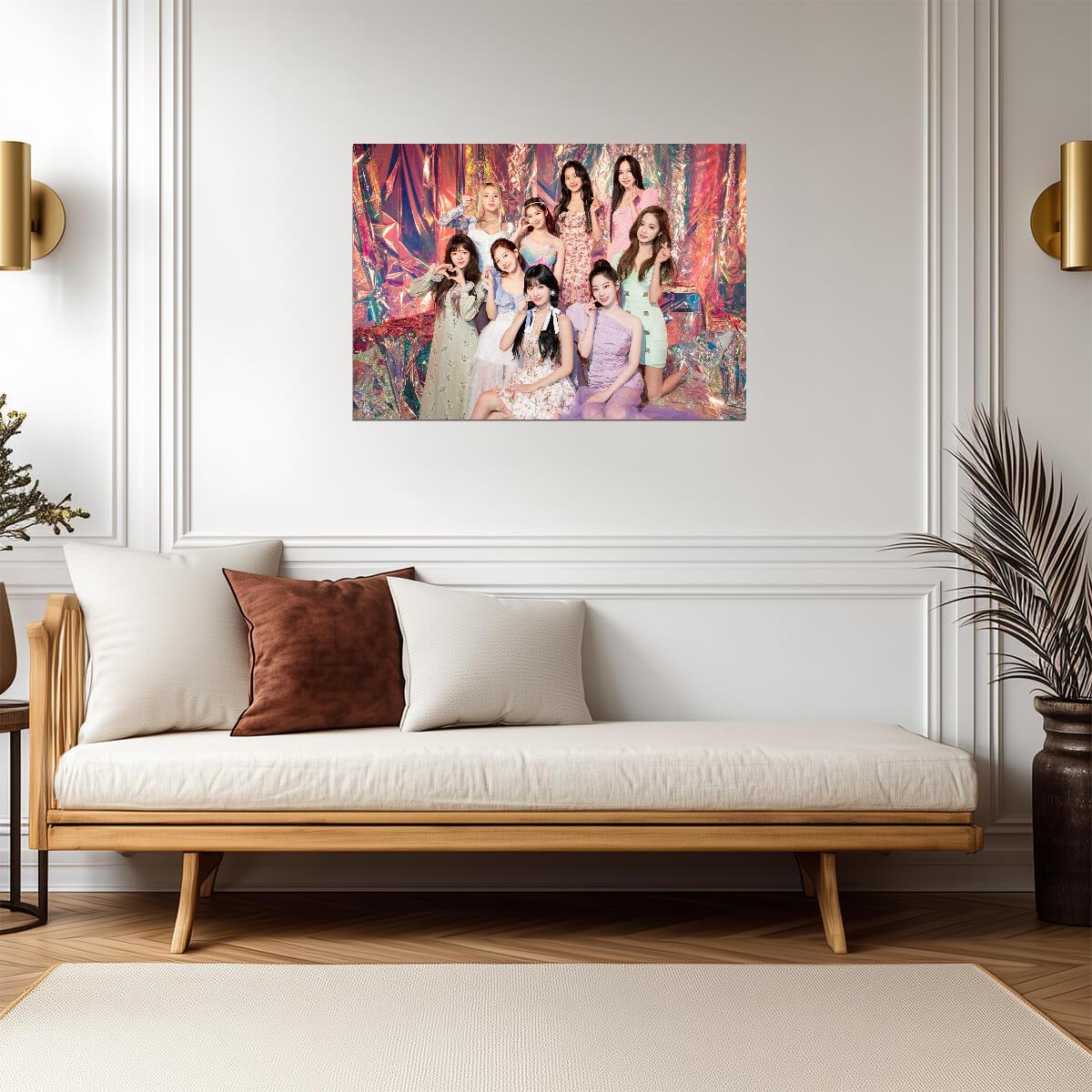 Twice K-Pop Group | Iridescent Background Portrait | Korean Girl Band Poster - Music Poster