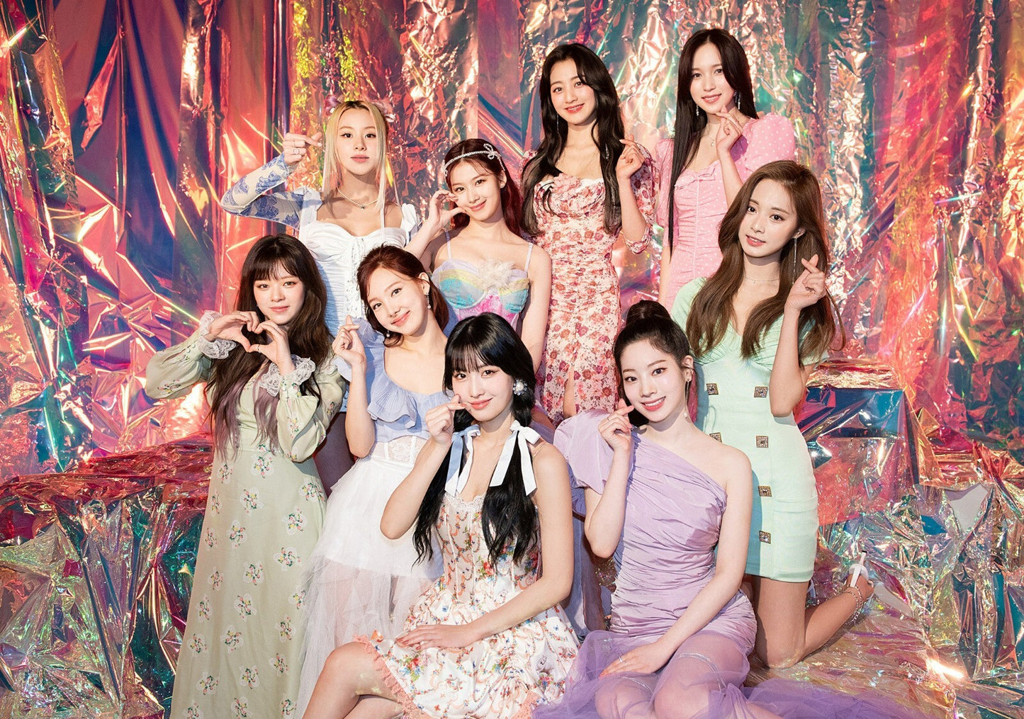 Twice K-Pop Group | Iridescent Background Portrait | Korean Girl Band Poster - Music Poster