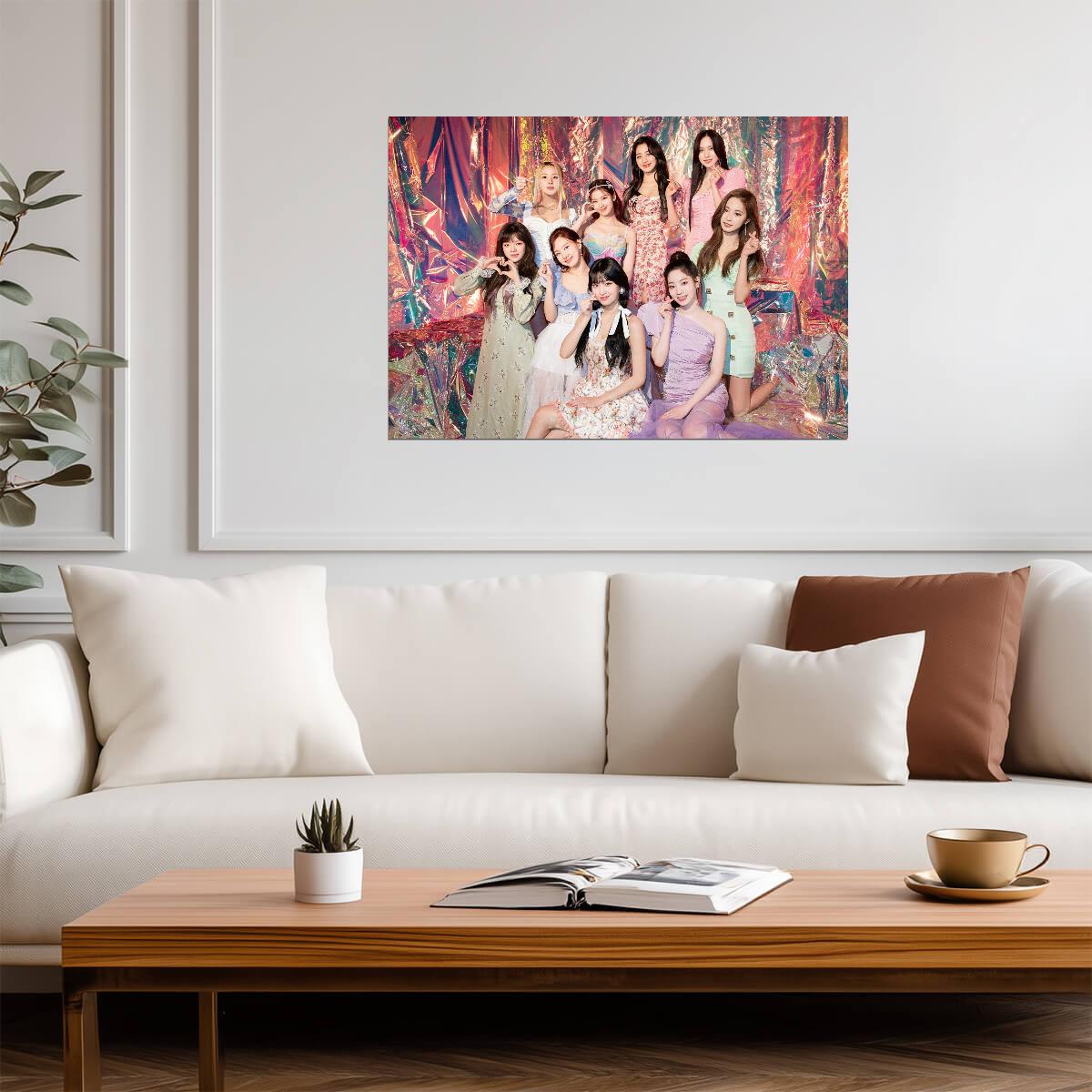 Twice K-Pop Group | Iridescent Background Portrait | Korean Girl Band Poster - Music Poster