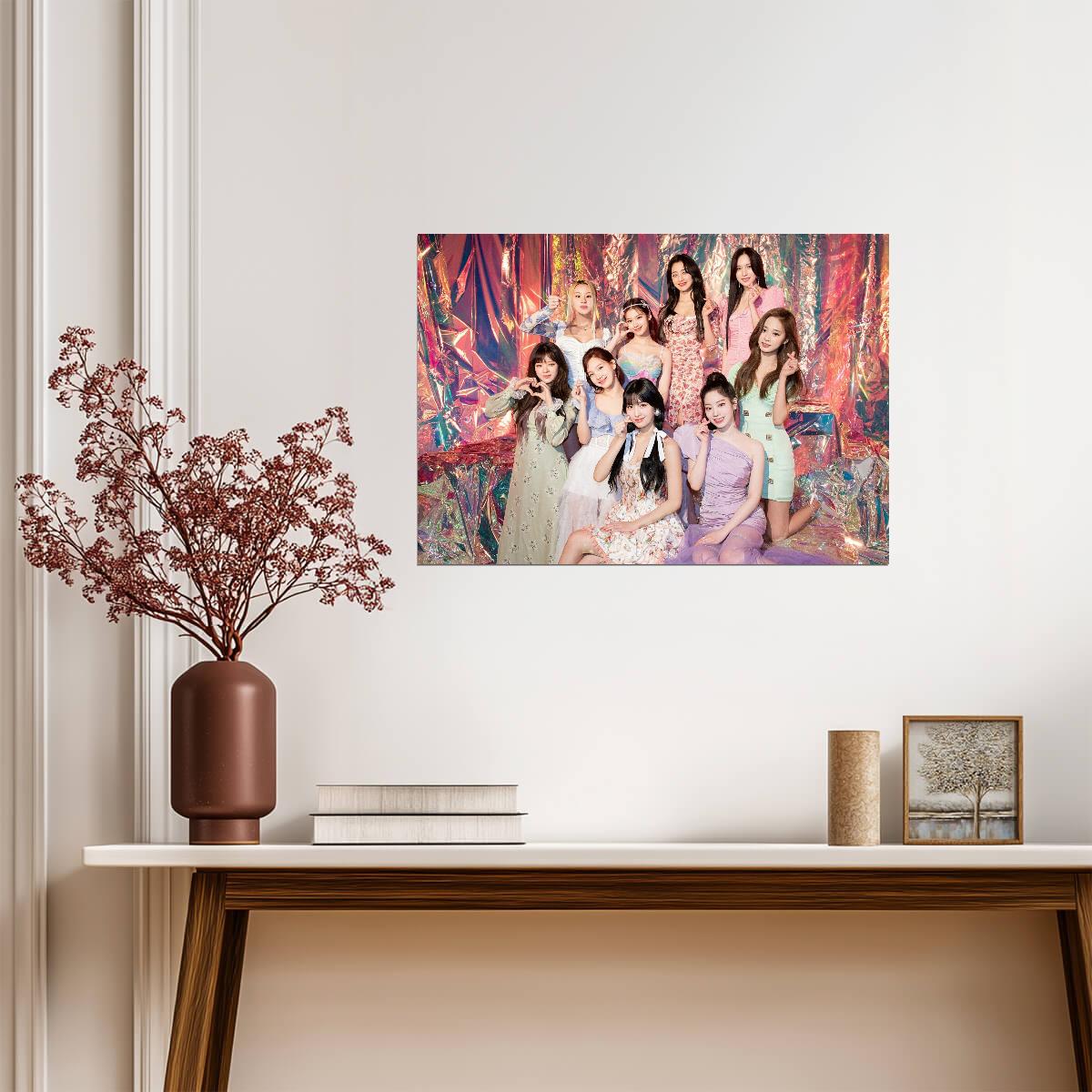 Twice K-Pop Group | Iridescent Background Portrait | Korean Girl Band Poster - Music Poster