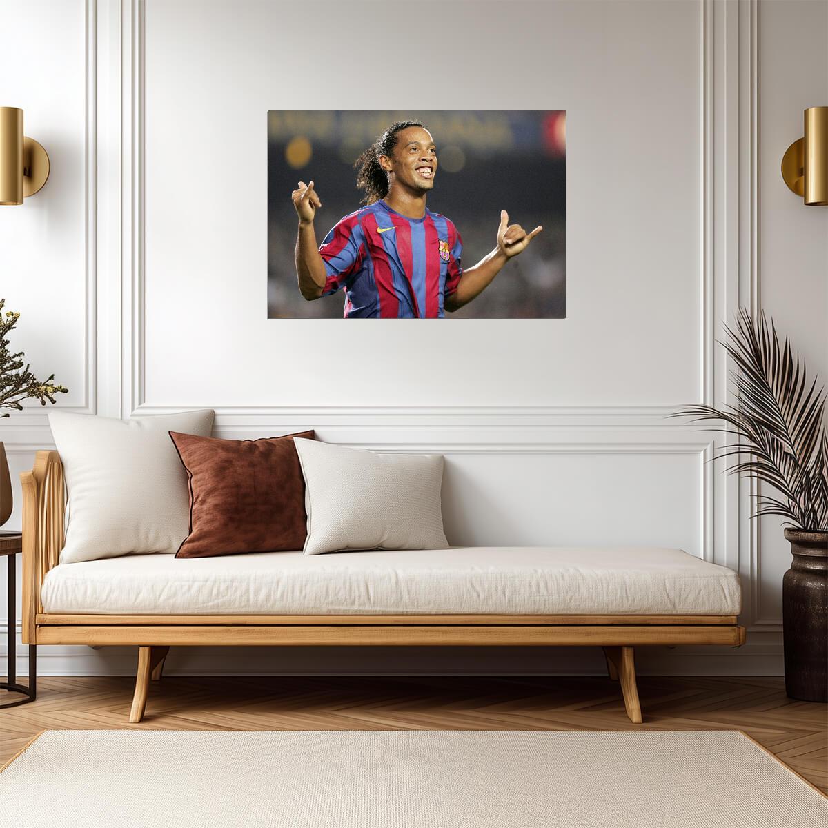 Ronaldinho Barcelona Smile | Soccer Legend Poster | Sports Wall Art - Sports Poster