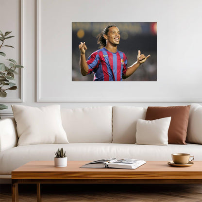 Ronaldinho Barcelona Smile | Soccer Legend Poster | Sports Wall Art - Sports Poster