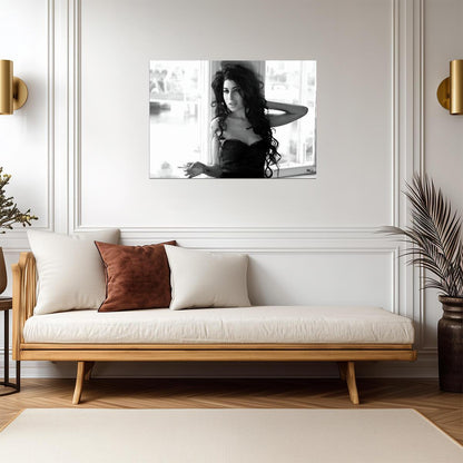 Amy Winehouse Smoking Portrait | Black and White Poster | Vintage Music Legend Art - Music Poster