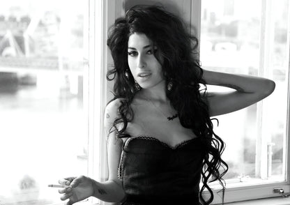 Amy Winehouse Smoking Portrait | Black and White Poster | Vintage Music Legend Art - Music Poster