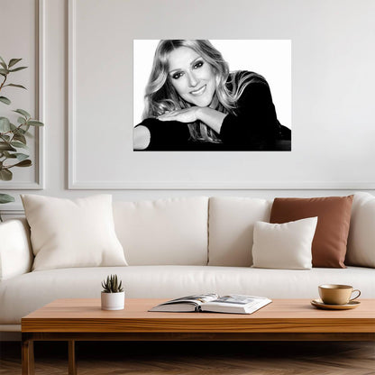 Celine Dion | Elegant Black and White Portrait | Music Legend Poster - Music Poster