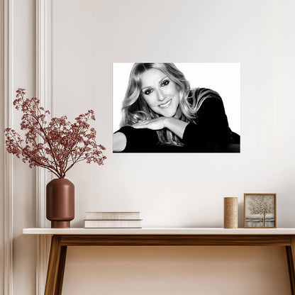Celine Dion | Elegant Black and White Portrait | Music Legend Poster - Music Poster