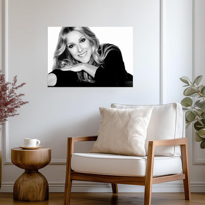 Celine Dion | Elegant Black and White Portrait | Music Legend Poster - Music Poster