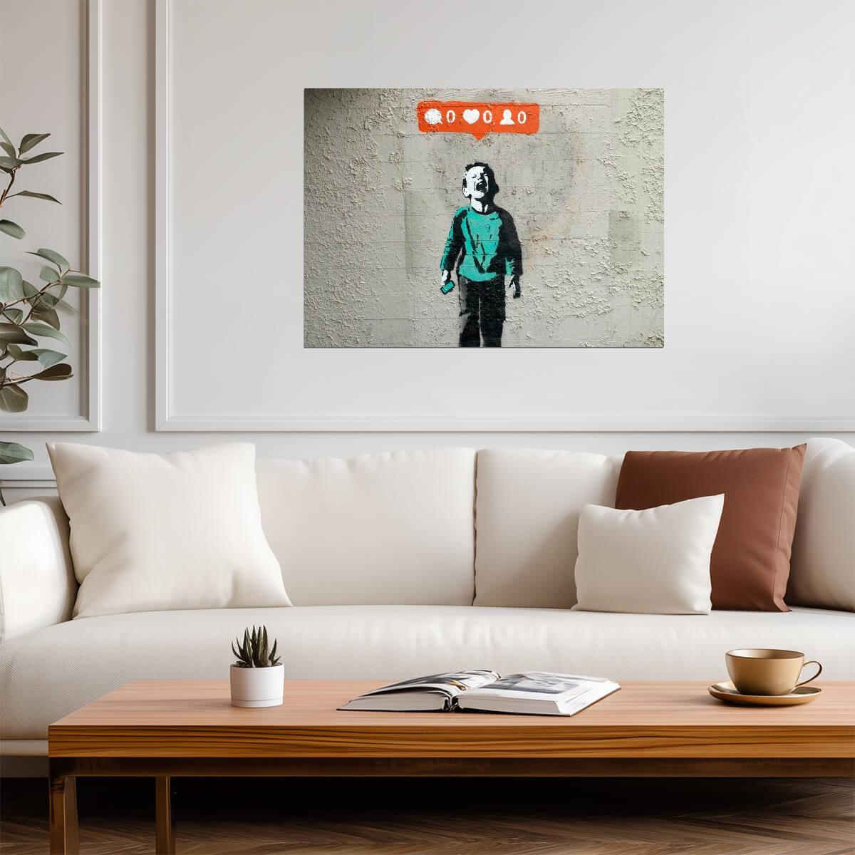 Banksy No Likes Graffiti | Street Art Print | Social Commentary Wall Poster - Graphic & Art Poster