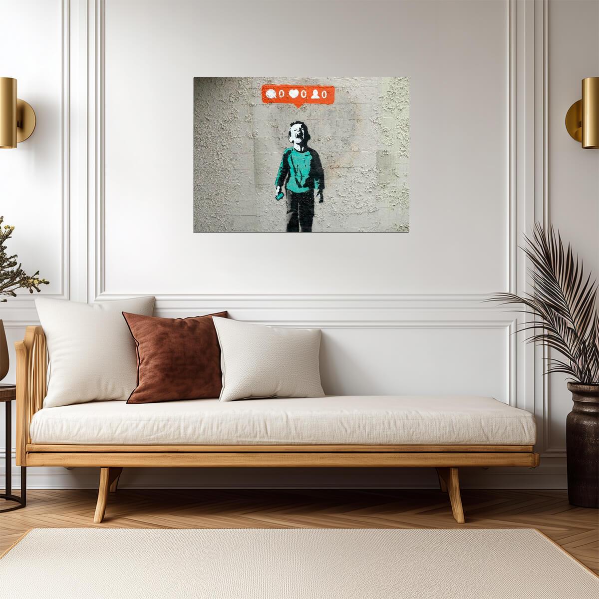 Banksy No Likes Graffiti | Street Art Print | Social Commentary Wall Poster - Graphic & Art Poster