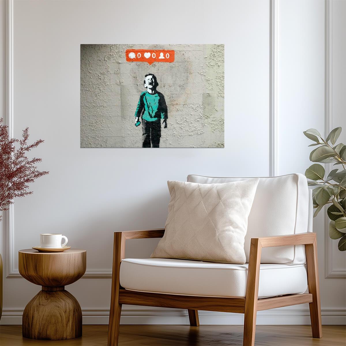 Banksy No Likes Graffiti | Street Art Print | Social Commentary Wall Poster - Graphic & Art Poster