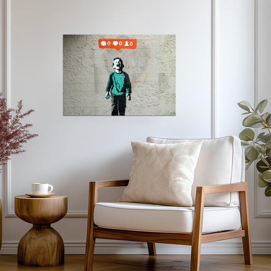 Banksy No Likes Graffiti | Street Art Print | Social Commentary Wall Poster - Graphic & Art Poster