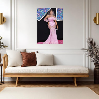 Nicki Minaj MTV VMAs Pink Dress | Bridal Veil Fashion Poster | Celebrity Red Carpet - Music Poster